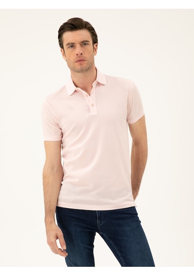 Pembe Slim Fit Polo Yaka Merserize T-shirt