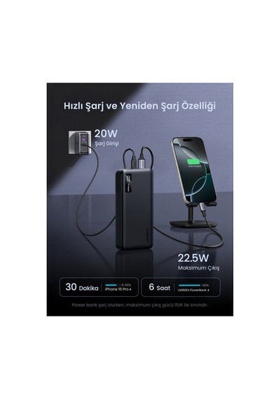 20.000 Mah Kapasiteli Hızlı Şarj Powerbank, 1 Usb-c Ve 2 Usb-a 30.000 Mah