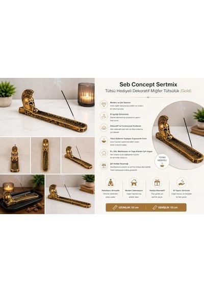 Seb Concept Sertmix Tütsü Hediyeli Dekoratif Miğfer Tütsülük Gold