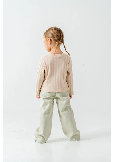 Noble Kids Kız Çocuk Jakarlı Örme Kumaş Sweatshirt Ekru