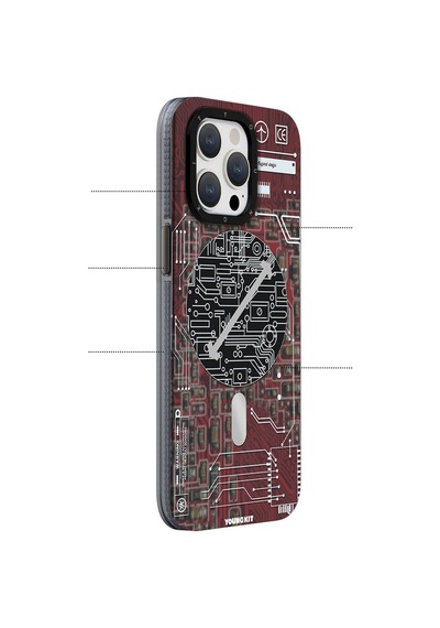 Apple Uyumlu  iPhone 15 Plus Kılıf Magsafe Şarj Özellikli Youngkit Technology Serisi Kapak Beyaz