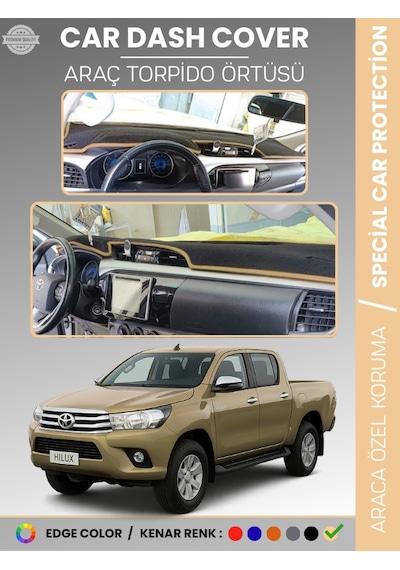 Toyota Hılux Revo 2015-2020 Torpido Örtüsü Ön Göğüs Koruma Araca Özel Uv Koruma - 778 Stiloto