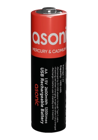 Asonıc Pl1400 Aa Şarjlı Pil 1.5volt 1400mah/2600mwh Type-c İle Kolay Şarj 2 Li Paket Usb To Type-c