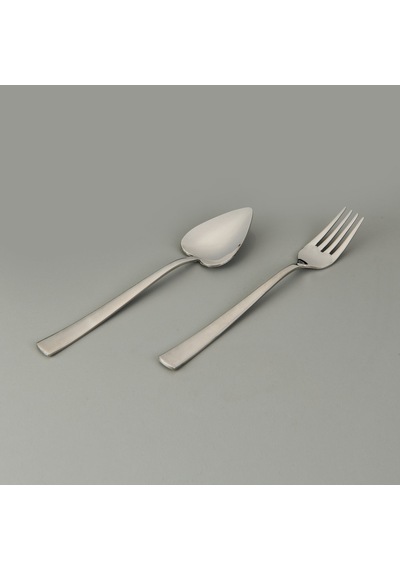 Nehirr Can Canan 12'li Sade Tatlı Çatal Kaşık Takımı - Gri - 16,2 Cm Çok Renkli