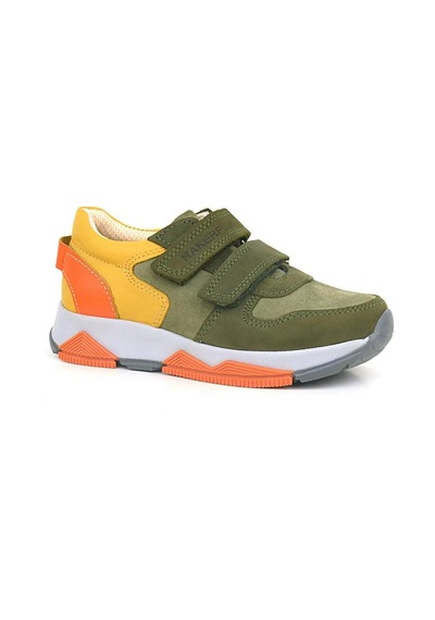 Ortopedikal 3880 Rakerplus Hakiki Deri Haki Turuncu Sarı Çocuk Sneakers Spor Ayakkabı Cırtlı Haki-turuncu-sarı
