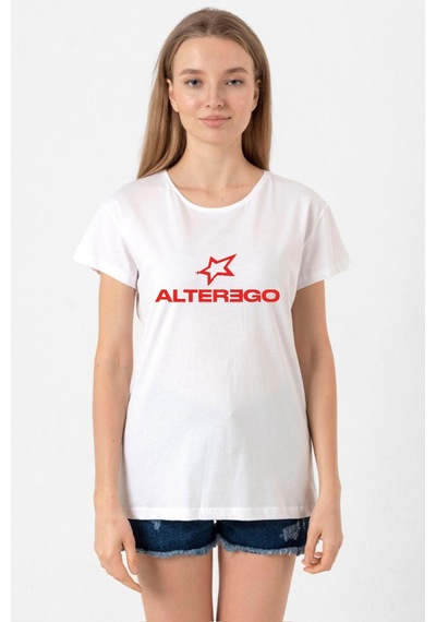 Lisa Alter Ego Beyaz Kadın Bisikletyaka Tshirt Beyaz