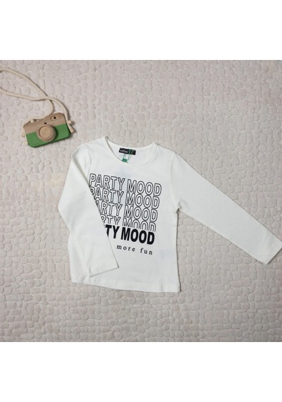 Momikon Kız Çocuk Party Mood Yazılı Pamuklu Sweat Krem
