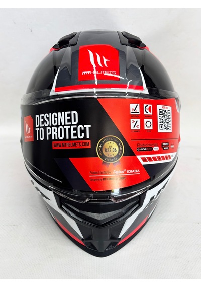 Mt Stinger 2 Tron B15 Şefaf Vizörlü V-28B Kapalı Kask Parlak Kırmızı