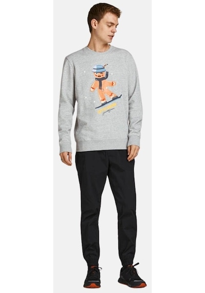 Jack & Jones Jack Jones Erkek Sweatshırt 12198379-mela Gri