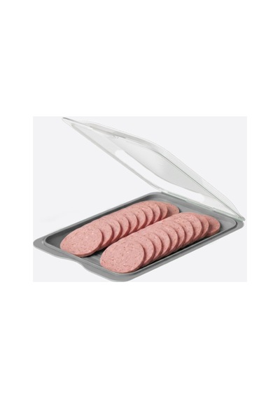 Gıda Saklama Kabı &şeffaf Kapaklı Sığ Şarküteri Saklama Kabı, Buzdolabı Kahvaltılık Peynir Salam Kabı, 35 X 250 X 170 Mm Bpa Free Gri - 934476259 Gri