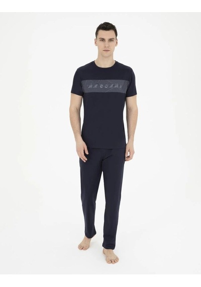 Pierre Cardin 6050 Erkek Kısa Kollu Penye Pijama Takımı Lacivert