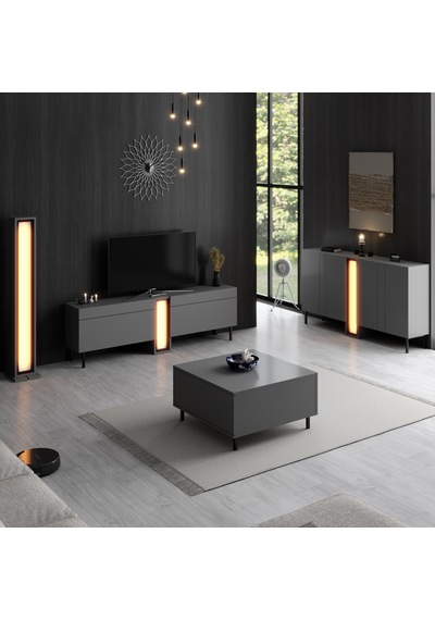 Nova Siyah Demir Ayaklı Rgb Led Işık Sistemli Antrasit Orta Sehpa Antrasit - Siyah Nova Siyah Demir Ayaklı Rgb Led Işık Sistemli Antrasit Orta Sehpa Antrasit - Siyah