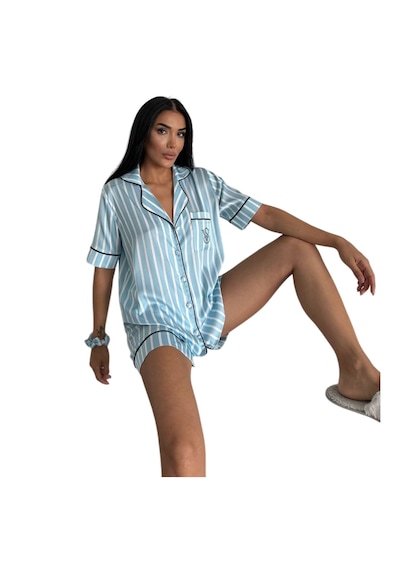 Victoria"s Secret İpek Saten Yazlık Pijama Takımı Toz Pembe Bebe Mavisi