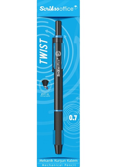 Scrikss Twist 0.7 Mavi Şerit Siyah Gizli Uç Mekanik Kurşun Kalem