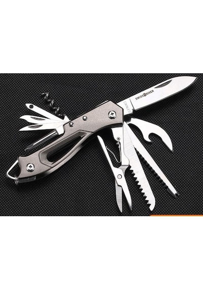 Valkyrie Çok Fonksiyonlu Outdoor İsviçre Kamp Cep Çakısı Siyah