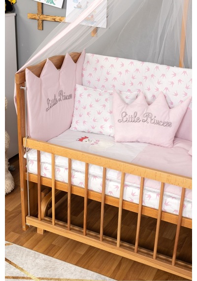 Ahşap Beşik Anne Yanı Beşik Doğal Vernikli 60x120 - Pembe Prenses Kız Uyku Seti Yatak Ahşap Ahşap Beşik Anne Yanı Beşik Doğal Vernikli 60x120 - Pembe Prenses Kız Uyku Seti Yatak Ahşap