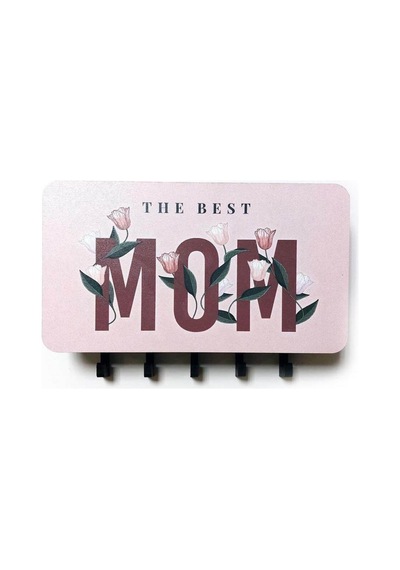 The Best Mom Anne Çiçek Resimli Bölmeli Anahtarlık Askılık Duvar Dekoru Diğer