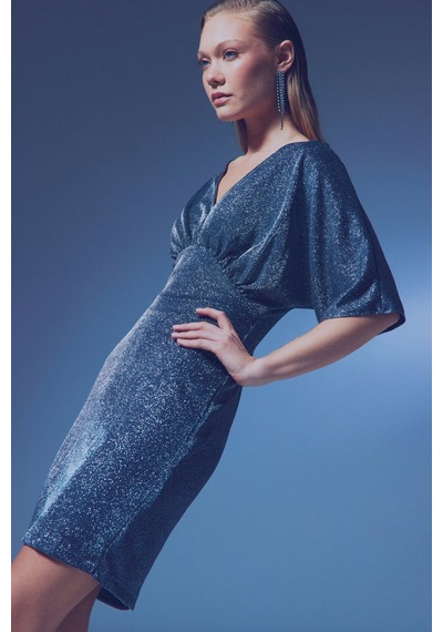 Sateen Simli Mini Elbise - Antrasit-135356 Antrasit