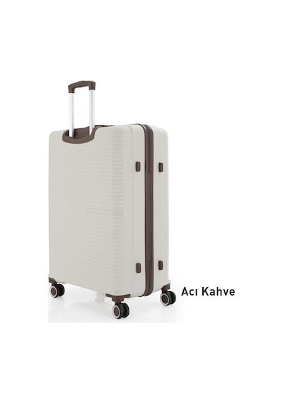 Mçs Bavul Büyük Ve Orta 2li Set Kırılmaz Silikon Valiz V374 Kemik/acıkahve Kemik