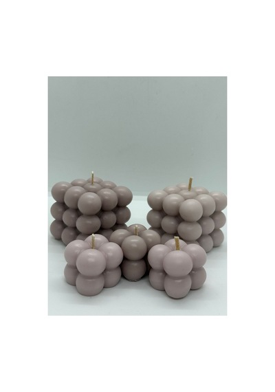 El Yapımı Bej Bubble Mum Seti %100 Doğal Soya Wax Düğün/kına/nişan/hediyelik Bej