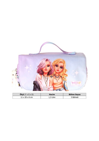 Wow Generation Taşıma Askılı Kız Çocuk Friends Baskılı Şık Kalem Çantası Pembe - W6056