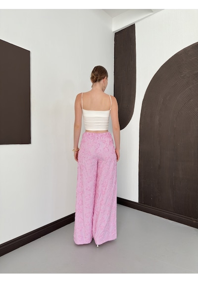 Verymoda Kabartma Motifli Pantolon F2156 Pembe