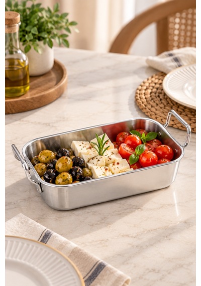Mini Sunumluk Kulplu Meze, Kahvaltılık Ve Sos Servis Tabağı Paslanmaz Çelik 10x16 Cm Gümüş
