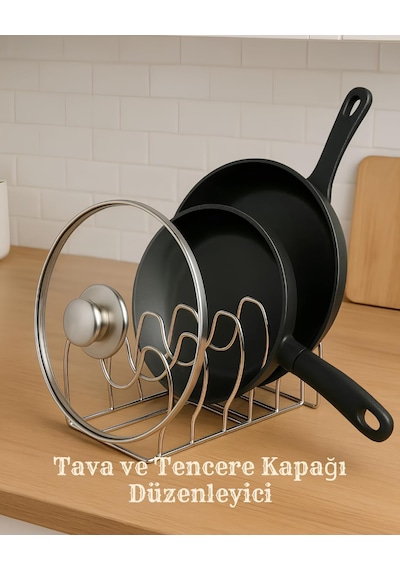 Stile Cucina Tava Ve Tencere Kapağı Düzenleyici, Mutfak Dolabı Organizeri, 300 X 150 X 130 Mm