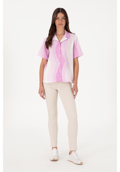 U.s. Polo Assn. Kadın Fuşya Gömlek Kısa Kollu 50305878-vr023 Fusya