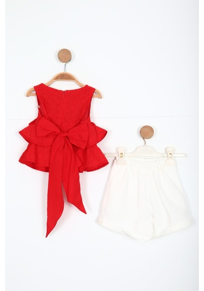 Xo Kids Kız Çocuk Şort Alt Üst Takım 2-5 Yaş 5898 Kırmızı