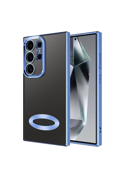 Galaxy S24 Ultra Kılıf Kamera Korumalı Logo Gösteren Zore Omega Kapak Sierra Mavi