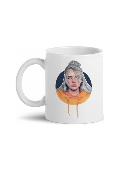 Billie Eilish Baskılı Kupa Bardak D01 Beyaz