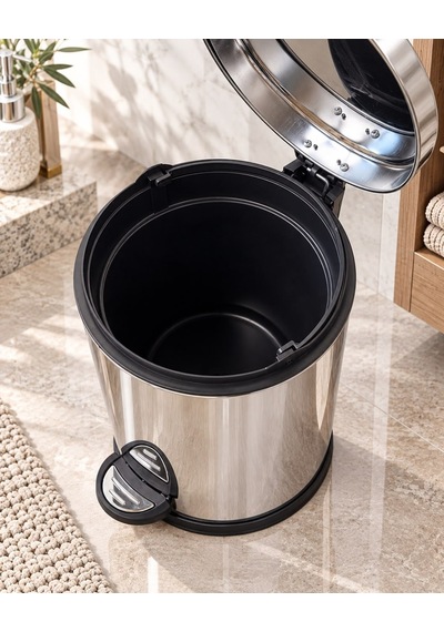 Primanova 5 Litre Pedallı Paslanmaz Çöp Kovası - İç Kovalı-7624 Gri
