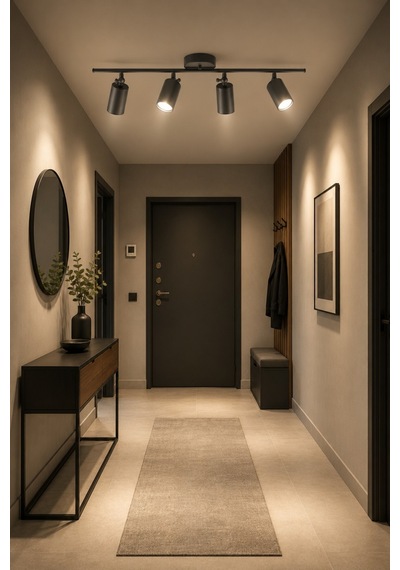 Spoty 4'lü Antrasit Renkli Gün Işığı Modern Tasarım Salon - Mutfak - Banyo Spot Sıralı Avize