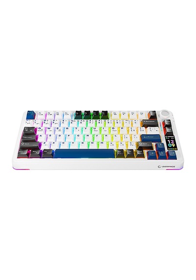 Rampage Quell Pro Ekranlı Hot Swap 2.4g + Bt Wireless Rgb Gasket Oil Switch Türkçe Q Pbt Mekanik Gaming Klavye Beyaz