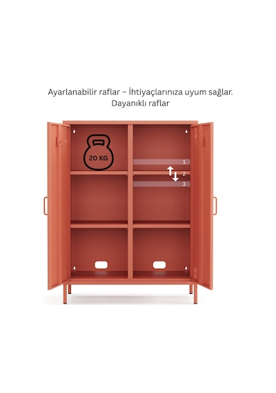 Pera Metal Dolap 2 Kapılı 80,50 X 40 X 109,50 Cm - 9 Renk Seçeneği Bulunmaktadır Ral 3022 Somon