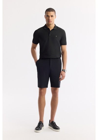Avva Erkek Siyah Beli Lastikli Bi-stretch Teknik Kumaş Relaxed Fit Şort A51y3712