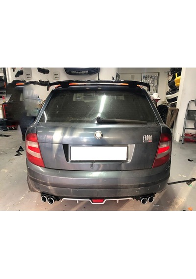 Skoda Fabia Uyumlu Gri Difüzör 4 Krom Egzoz Görünümlü Difizör Arka Ek Body Kit 2003-2009