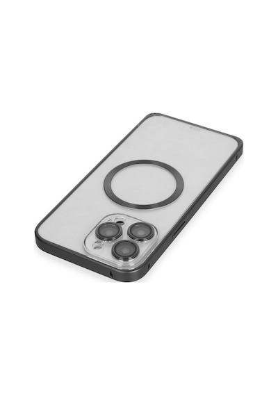 Joko Apple iPhone Uyumlu  15 Pro Max Uyumlu Kılıf Metal Bumper Magneticsafe Kapak - Siyah