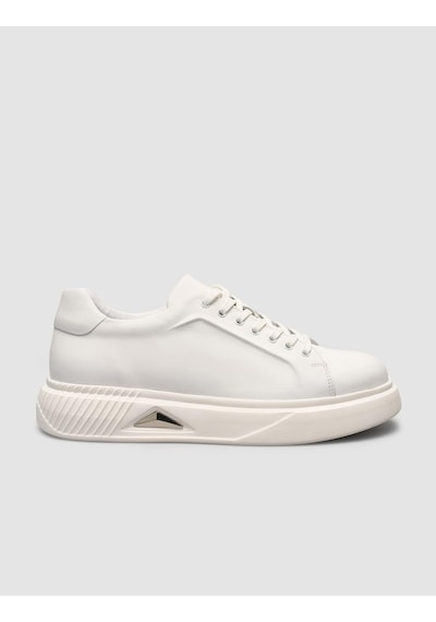 %100 Nubuk Deri Beyaz Erkek Sneaker Beyaz