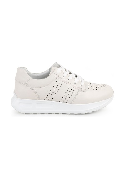 Libero L10.2255 Hakiki Deri Baskılı Ultra Hafif Kalın Eva Taban Kadın Casual Sneaker Ekru