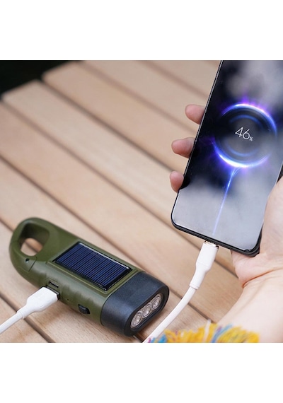 Petrix 34645 Güneş Enerjili El Kranklı Acil Durum Led Taşınabilir El Feneri Yeşil