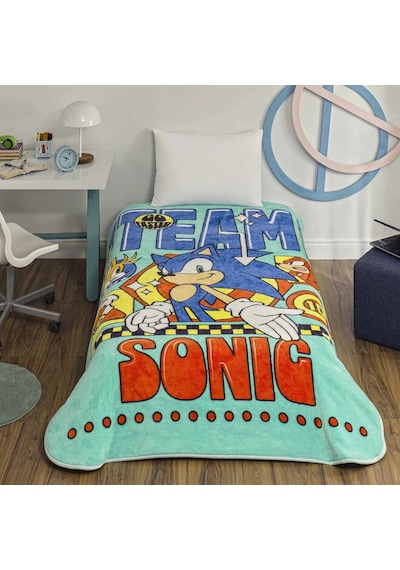 Taç Lisanslı Tek Kişilik Çocuk Battaniye 160x220 -sonic Modern Renkli