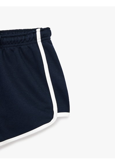 Koton Slim Fit Beli Bağcıklı Biyeli Mini Şort Lacivert 6sal40105ık