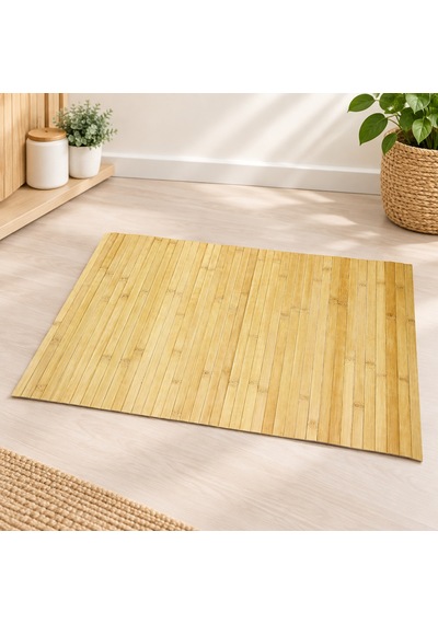Bambu Çubuklu Kaydırmaz Banyo Paspası Sarı