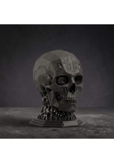 Happy3dworld Mekanik Kafatası Kulaklık Standı, 3d Baskı Sci-fi Masaüstü Dekor