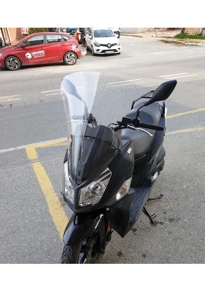 Motocam Sym Jet 14 200 Ön Cam 2017-2026 Model 74cm Şeffaf Renkli 4mm Uzun