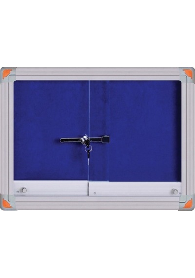 60x90 Cm Kilitli Sürgülü Alüminyum Camekanlı İlan Duyuru Pano-pan450 Mavi