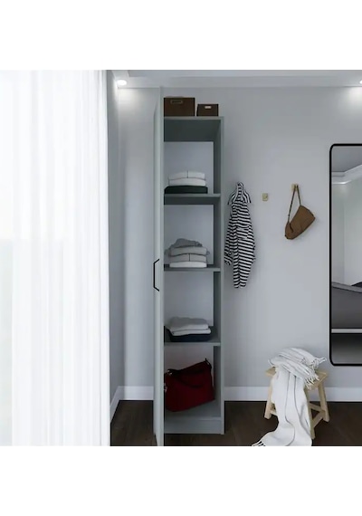 Yaman Tek Kapaklı 4 Raflı Çok Amaçlı Mutfak Kiler Ve Banyo Dolabı - Luna Luna