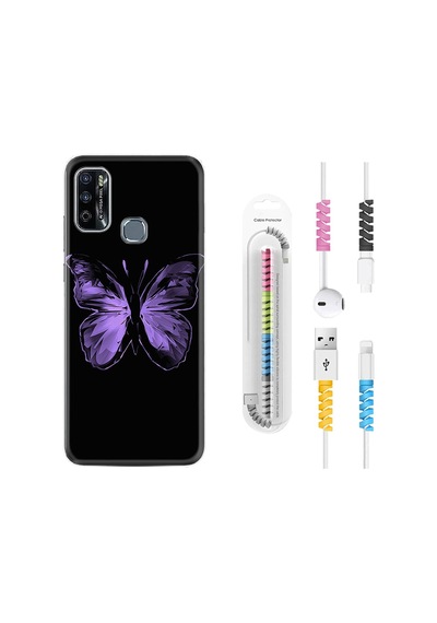 Infinix Hot 9 Play Kılıf Kablo Koruyuculu Black Butterfly 1879